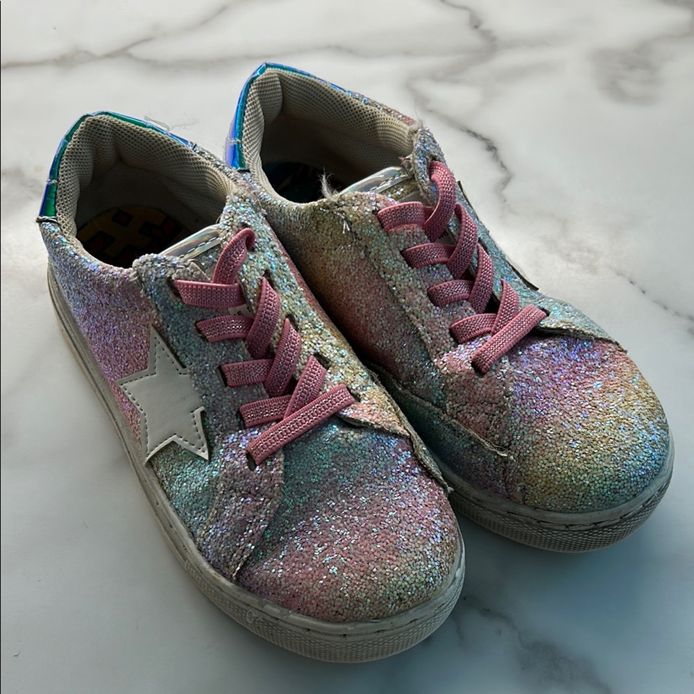 Lola + The Boys Pink Sparkly Sneakers with Star Design